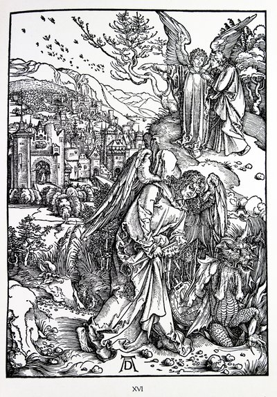 聖ヨハネの黙示録：15.底なしの穴の鍵を持つ天使 作： Albrecht Dürer